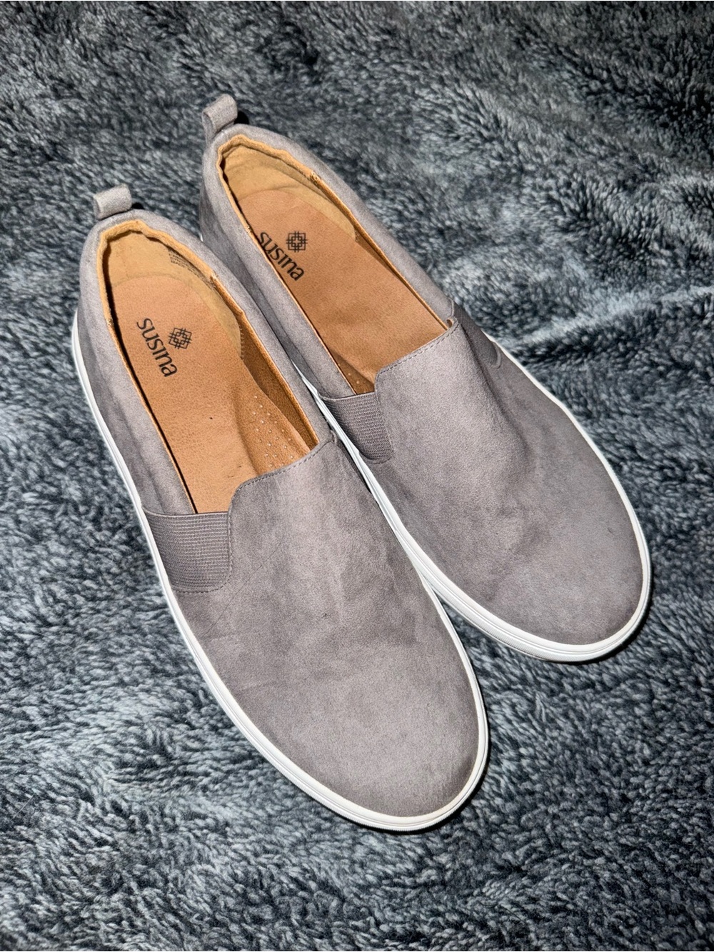 Susina Gray Slip-On Flats with White Sole